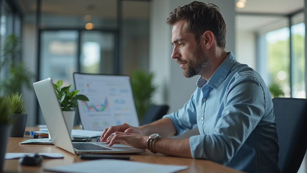 Laptop scherm met e-mailcampagne analytics en grafieken, professionele werkplek